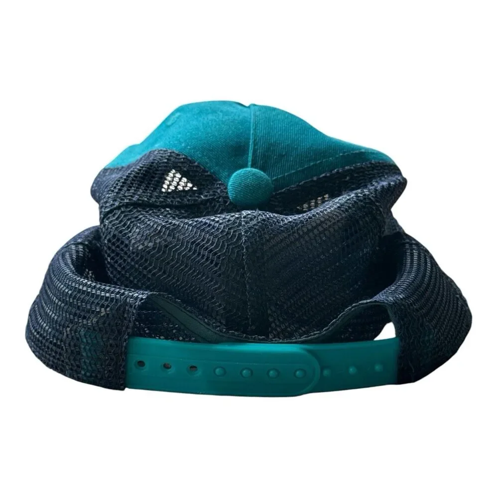 L.L.Bean Aqua Hat Blue Mesh Snapback Cap Mountain Patch Outdoors Hiking Kids Sz
